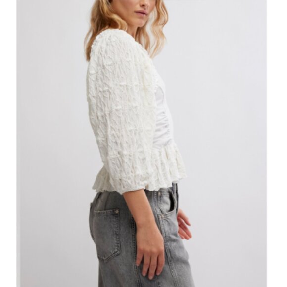 NWT Free People ‘Olivia’ Lace Stretch Top | Medium | Optic White - Picture 2 of 7
